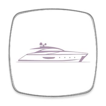 Motorboat Yacht Silhouette Minimal Design - Square fridge magnet - white - Front