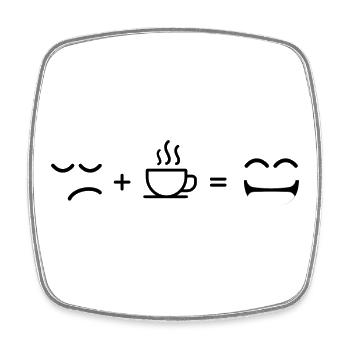 Trauriges Gesicht nach dem Kaffeetrinken und glücklich - Viereckiger Kühlschrankmagnet - Weiß - Vorne