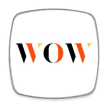 WOW tri-colour - Square fridge magnet - white - Front