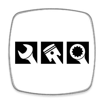 Kolben und Schraubenschlüssel Logo - Viereckiger Kühlschrankmagnet - Weiß - Vorne