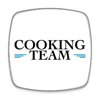 Team Cooking - Viereckiger Kühlschrankmagnet - Weiß - Vorne