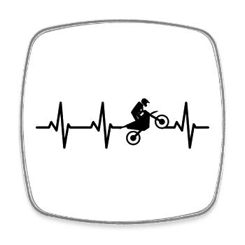Motocross Rider ECG - Square fridge magnet - white - Front