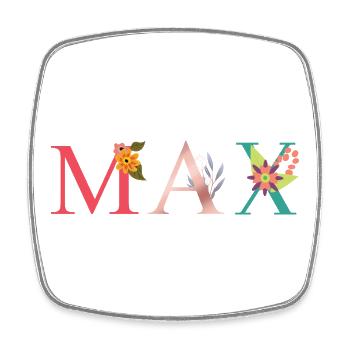 MAX Name Art With Flowers Embroidered - Square fridge magnet - white - Front