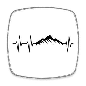 Battements de cœur avec silhouette de montagne – Adventure & Nature - Magnet carré - blanc - Devant