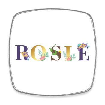 ROSIE Name Art With Flowers Embroidered - Square fridge magnet - white - Front