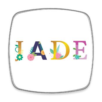 JADE Name mit Blumen geschmückt - Viereckiger Kühlschrankmagnet - Weiß - Vorne
