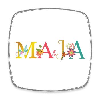 MAJA Name mit Blumen geschmückt - Viereckiger Kühlschrankmagnet - Weiß - Vorne