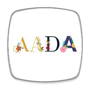 Nom AADA décoré de fleurs - Magnet carré - blanc - Devant