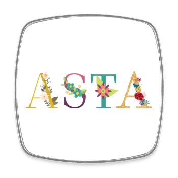 ASTA Name Decorated with Flowers - Square fridge magnet - white - Front