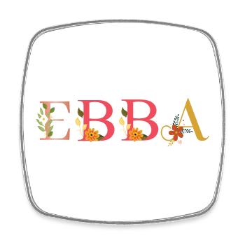 Nom EBBA décoré de fleurs - Magnet carré - blanc - Devant