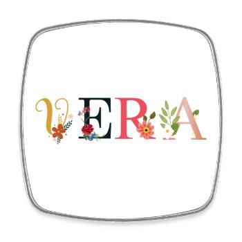 Le nom VERA est décoré de fleurs - Magnet carré - blanc - Devant