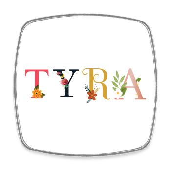 TYRA Name Adorned with Flowers - Square fridge magnet - white - Front
