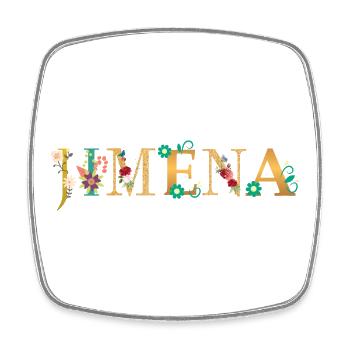 JIMENA name decorated with flowers - Square fridge magnet - white - Front