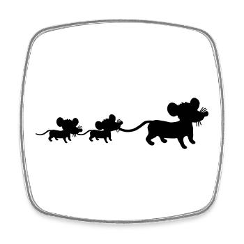 Souris Famille Maman Papa 2 Enfants Maman Silhouette - Magnet carré - blanc - Devant