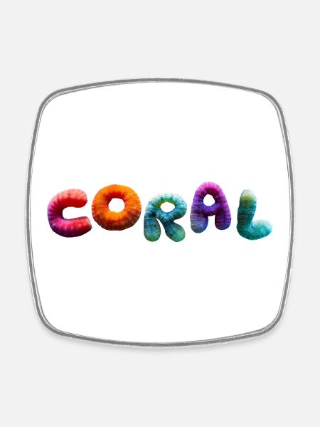 Plein corail coloré - Magnet carré - blanc