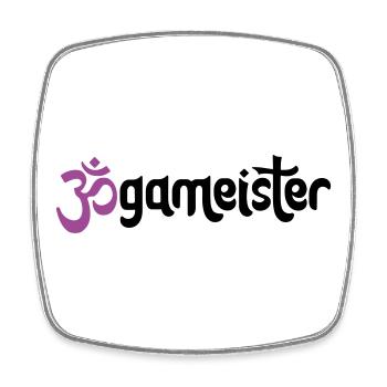 Jogameister - Typografisches OM (3-Farbig) - Viereckiger Kühlschrankmagnet - Weiß - Vorne
