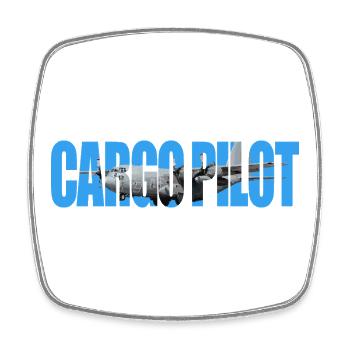 Cargo pilot C-130 - Square fridge magnet - white - Front