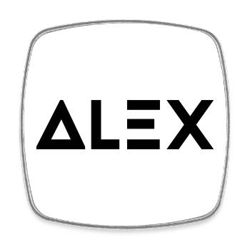 Prénom Alex - Magnet carré - blanc - Devant