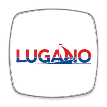 Lugano T-shirt with sail motif - Square fridge magnet - white - Front