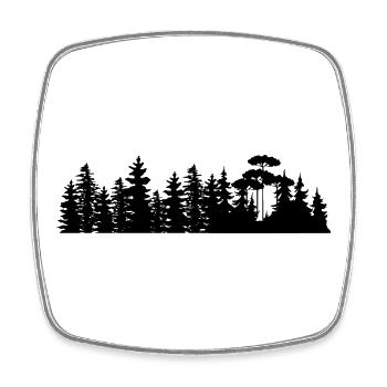 Waldlandschaft Silhouetten Design - Viereckiger Kühlschrankmagnet - Weiß - Vorne