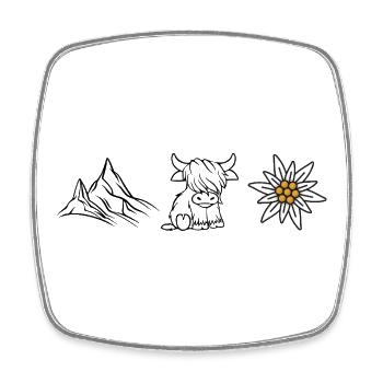 Mountains Cow Edelweiss_Wandershirt - Square fridge magnet - white - Front