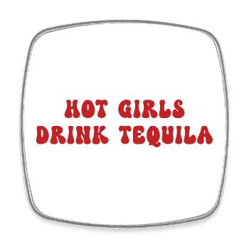 Humorvoller Aperitif Mädchen trinken Tequila - Viereckiger Kühlschrankmagnet - Weiß - Vorne