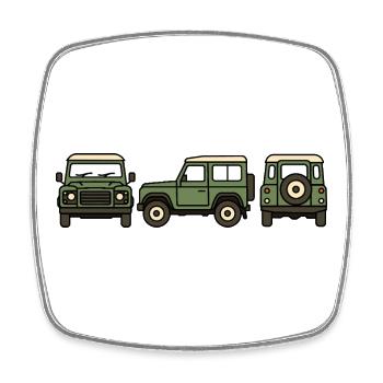 Voiture tout-terrain - Magnet carré - blanc - Devant