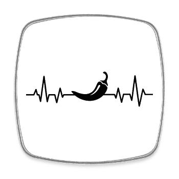 Heartbeat with chili pressure - Square fridge magnet - white - Front