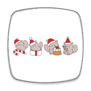 Chat à Noël - Magnet carré - blanc - Devant
