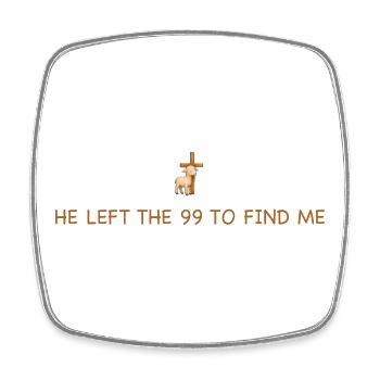 He Left the 99 to Find Me Schäfchen Kreuz - Viereckiger Kühlschrankmagnet - Weiß - Vorne