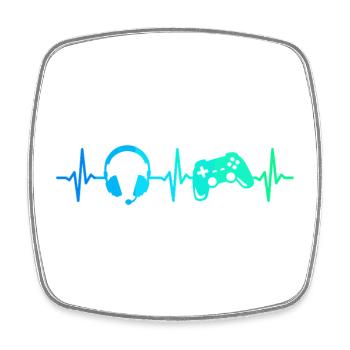 Gamer Heartbeat Gaming Controller Gamepad Headset - Square fridge magnet - white - Front