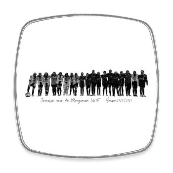 Fußballmannschaft in monochromen Silhouetten - Viereckiger Kühlschrankmagnet - Weiß - Vorne