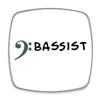 Je joue de la basse - Je suis bassiste - Magnet carré - blanc - Devant