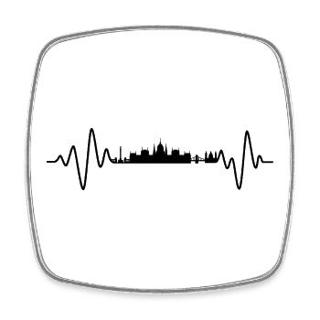 Budapest Heartbeat Skyline - Square fridge magnet - white - Front