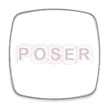 Minimalist POSER Text Design - Square fridge magnet - white - Front