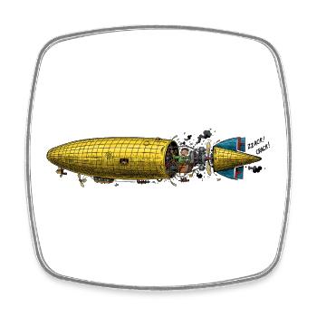 Yellow Flight Adventure - Square fridge magnet - white - Front