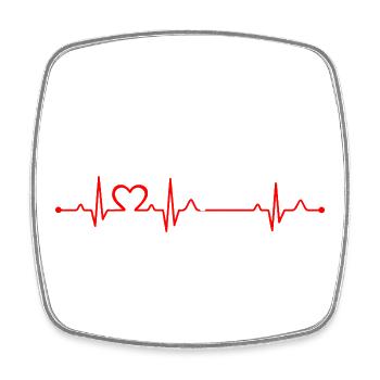 Herzschlag Fechten EKG Linie Schwert Kämpfer - Viereckiger Kühlschrankmagnet - Weiß - Vorne