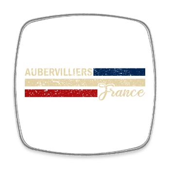 France - Aubervilliers - France - Drapeau - Magnet carré - blanc - Devant