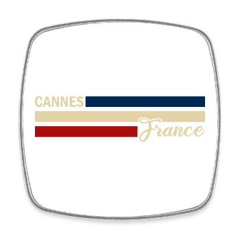 France - Cannes - France - Flag - Stripes - Square fridge magnet - white - Front