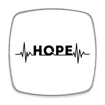 HOPE Schriftzug mit Herzschlag – Hoffnung Motiv - Viereckiger Kühlschrankmagnet - Weiß - Vorne