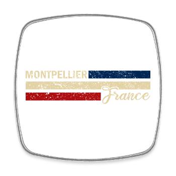 France - Montpellier - Frankreich - Flagge - Viereckiger Kühlschrankmagnet - Weiß - Vorne