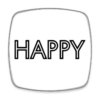 happy - Square fridge magnet - white - Front