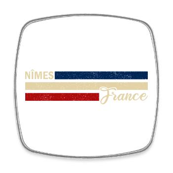 France - Nimes - Frankreich - Flagge - Streifen - Viereckiger Kühlschrankmagnet - Weiß - Vorne