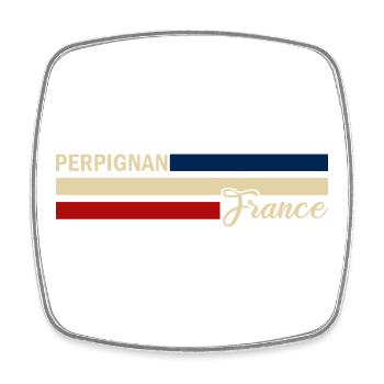 France - Perpignan - France - Flag Stripes - Square fridge magnet - white - Front