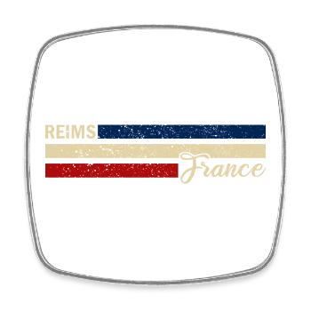 France - Reims - France - Flag - Stripes - Square fridge magnet - white - Front