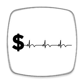 Dollar Zeichen $ EKG Herzschlag - Viereckiger Kühlschrankmagnet - Weiß - Vorne
