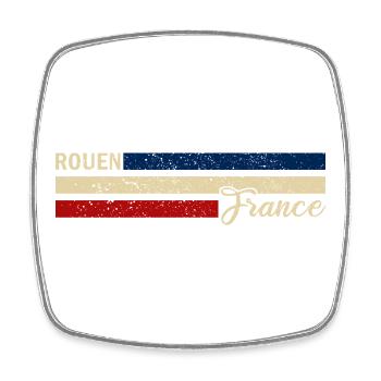 France - Rouen - France - Drapeau - Bandes - Magnet carré - blanc - Devant