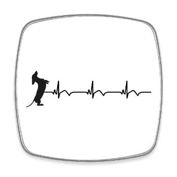 Dackel EKG Herzschlag - Viereckiger Kühlschrankmagnet - Weiß - Vorne