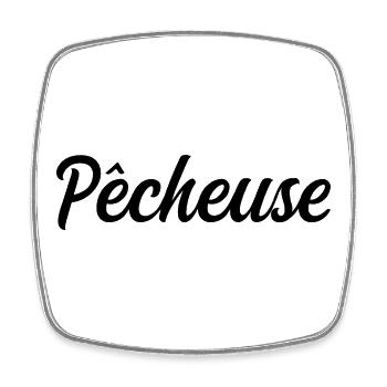 Pêcheuse Pêche Pêcheur Canne Eau Loisir Nature - Magnet carré - blanc - Devant