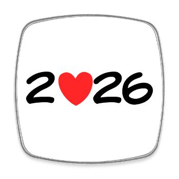 2026 mit Herz. Silvester & Neujahr Vorfreude Glück - Viereckiger Kühlschrankmagnet - Weiß - Vorne